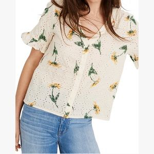 Madewell Eyelet Village Ruffle Sleeve Shirt